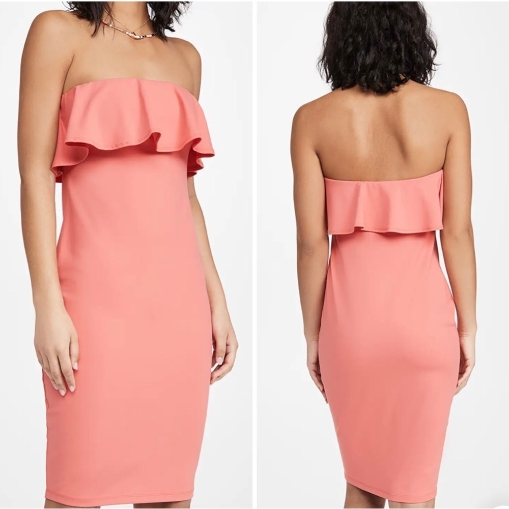 NWT Susana Monaco Strapless Ruffle Dress Lotus Lg.